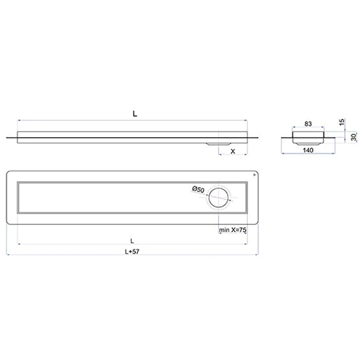 Wiper GmbH | Produkte | Duschrinne Wiper Premium Offset | Technische Zeichnung