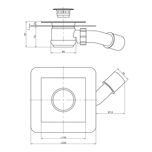 Wiper GmbH | Produkte | Punktablauf Dot Premium | Technische Zeichnung Ponente klein NEU