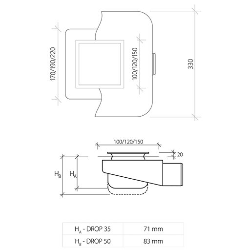 Wiper GmbH | Produkte | Punktablauf Dot Premium | Technische Zeichnung Pure klein NEU