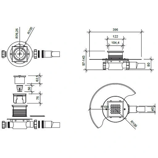 Wiper GmbH | Produkte | Punktablauf Dot Top | Technische Zeichnung 1